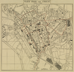 214060 Plattegrond van de stad Utrecht, met weergave van het stratenplan met namen (ged.), bebouwing, wegen, ...